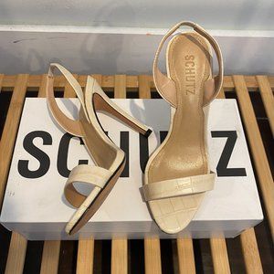 Schutz Luriane Croc Slingback Heels NWOB